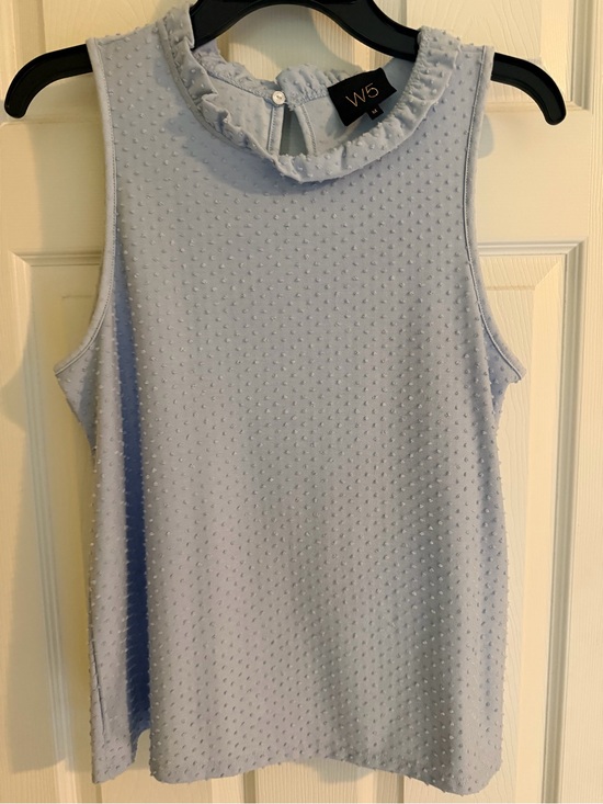 W5 Tops - W5 Light Blue Sleeveless Ruffle Neck Tank